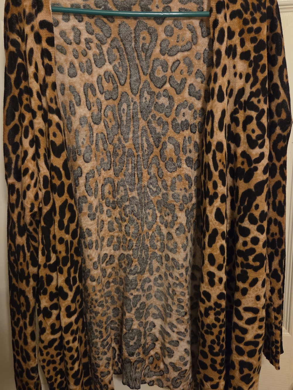 Leopard Print Open-Front Women's Sweater Cardigan - Tan/Black
